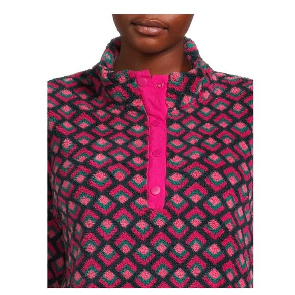 Terra & Sky Women’s Plus Size Quarter Snap Faux Sherpa Pullover, SIZE 2XL, 20-22 - Picture 4 of 8